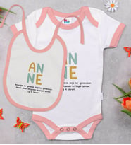 BK Kids Anne Tasarımlı Pembe Bebek Body Zıbın ve Mama Önlüğü Hediye Seti-1