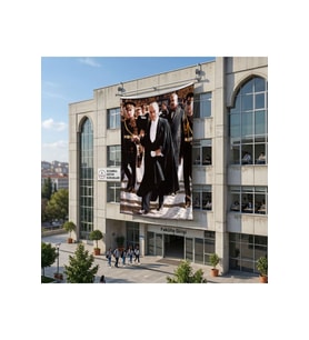 Siyah Takım Elbiseli Atatürk Poster Bayrak Raşel Kumaş 6x9 metre ATA21