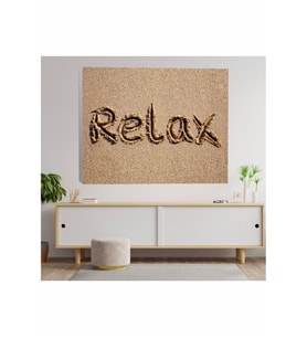Kumsalda Relax Yazılı Kanvas Tablo