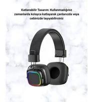 Rgb Işıklı Katlanabilir Bluetooth 5.3 Kulak Üstü Kulaklık (Çok Renkli)
