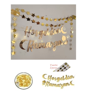  Ramazan Süsleri Led Işıklı Ramazan Süsü Hoşgeldin Ramazan Ev Süsleme Yıldızlı-