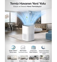 150 m³ Hacim Akıllı Hava Temizleyici 3 Katmanlı Hepa Hava Filtreli Temizleme Makinesi - Sessiz