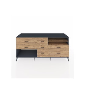 Kronos Konsol 2 Raflı 7 Çekmeceli  220x59x99 Antrasit-Çam/Çam