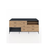 Kronos Konsol 2 Raflı 7 Çekmeceli  220x59x99 Antrasit-Çam/Çam
