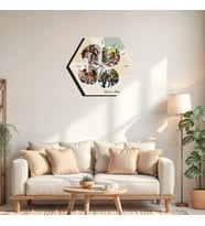 Kişiye Özel 4 Fotoğraflı Bohem Renkli Ahşap Modern Duvar Saati ( 5 mm  Kalınlığında )