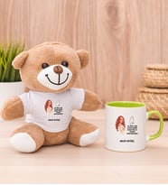 Kişiye Özel Az Önce Aşık Oldum Tasarım Esprili Peluş Ayı ve Yeşil Kupa