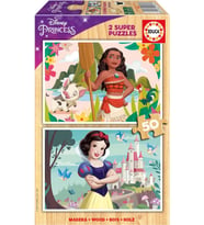Educa 2x50 Disney Vaiana ve Pamuk Prenses Kız Çocuk Ahşap Puzzle - 4-6 Yaş