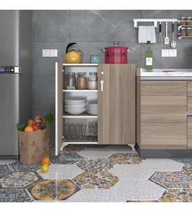 Kenzlife 2 kapılı dolap çilem 088*070*032 crd kilitli ayaklı banyo mutfak ofis kitaplık ayakkabılık kiler (Karışık)