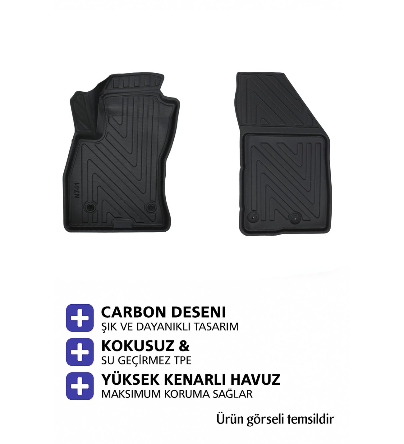 Fi̇at Fiorino Benzinli Panelvan 2024 Carbon Desen Havuzlu Paspas | Kaymaz & Koku Yapmaz