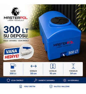 300 Lt Kare Mavi Su Deposu Vana Hediye Tankı Bidonu Karavan