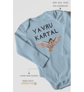 Yavru Kartal Baskılı Bebek Zıbını – Çıtçıtlı Body  %100 Pamuk Uzun Kol