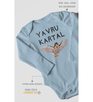 Yavru Kartal Baskılı Bebek Zıbını – Çıtçıtlı Body  %100 Pamuk Uzun Kol (Bebek Mavisi)