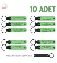 Seramik Atölyesi Mezuniyetine Özel 10'lu Set, Kişiselleştirilebilir Hediye Anahtarlık, F Yeşil & Syh (Fıstık Yeşili)