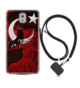 Samsung Note 3 4 5 8 9 20 Ultra 10 Lite Kılıf Boyun Askılı Silikon Wolf and Moon 2 1381