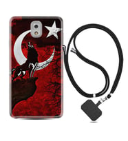 Samsung Note 3 4 5 8 9 20 Ultra 10 Lite Kılıf Boyun Askılı Silikon Wolf and Moon 2 1381
