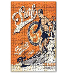 Cakapuzzle Sörf Yapan Adam Afişli Görseli Puzzle Yapboz MDF (Ahşap) (120 Parça)
