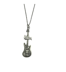 İron Maiden Temalı Elektro Gitar Kolye – 60 Cm Metal Heavy Metal Rock Aksesuar (Gümüş)