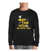May the Fourth with Ships and Stars Siyah Çocuk Sweatshirt