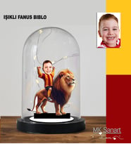Kişiye Özel Sarı Kırmızı Çocuk Futbolcu veya Taraftar Tasarım Işıklı Karikatür Biblo