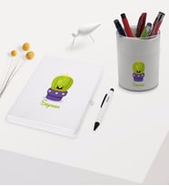BK Gift Kişiye Özel Kaktüs Tasarımlı Beyaz Defter Kalem ve Kalemlik Hediye Seti - Model 10