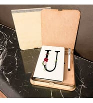 U Harfi Ahşap Kutulu Defter Kalem Set