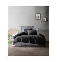 Cotton Box Rf Plain -Siyah Gri- Çift Kişilik Nevresim Takımı
