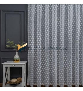 3Kat Pileli Puantiyeli Tül Noktalı Daire Desen Tül Perde