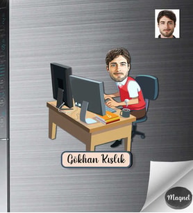 Kişiye Özel İş Adamı Ahşap Magnet -11