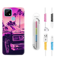 Realme C11 C21 C21Y C25Y C11 2021 Kılıf Kablo Koruma Spiral Silikon Mor Araba 1711