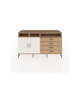 Kronos Konsol 5 Raflı 4 Çekmeceli 2 Kapaklı 176x59x99 Çam-Aytaşı/Çam