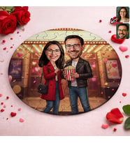 BK Gift Kişiye Özel Sevgili Karikatürlü Yuvarlak Puzzle 20x20cm -6, Sevgililer Günü Hediyesi, Sevgiliye Hediye