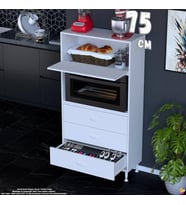 Eliusta Nola 75 cm Fırın Dolabı Üstü Kapaklı 3 Çekmeceli Çok Amaçlı Mutfak Kiler Banyo Dolabı 75x150x32 cm