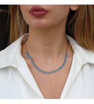 Sıra Turkuaz Taşlı Rose Gold Gümüş Kolye
