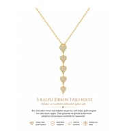 Gold Renk 5 Kalpli Zirkon Taşlı Sallantılı Kadın Kolyesi