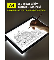 Led Işıklı Çizim Tahtası A4 Işık Pedi (Ekru-Siyah)