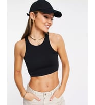 Liona Kadın Halter Yaka Siyah Crop Top Bluz