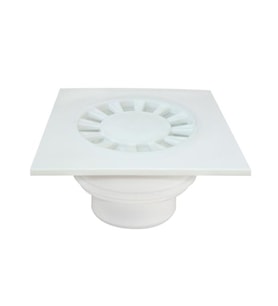 BEYAZ YER SÜZGECİ 15 x 15 cm - Ø 70 ALTTAN ÇIKIŞ YER SİFONU