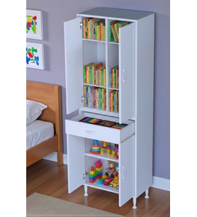 Eliusta Line Beyaz 70 cm Banyo Dolabı Çok Bölmeli Banyo Düzenleyici Dolap 4 Kapaklı 4 Raflı 70x173x32,5 cm