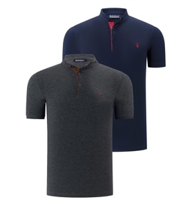 İKİLİ SET T8560 DEWBERRY ERKEK T-SHIRT-ANTRASİT-LACİVERT