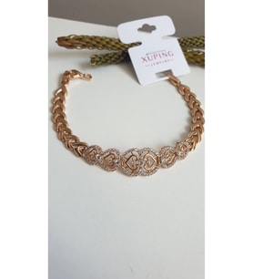 ÇELİK BİLEKLİK XUPİNG BALIK SIRTI TAŞLI ROSE GOLD RENK ANTİALERJİK KARARMAZ SERİ 18 CM FMACCESORİES