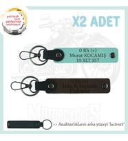 Motor Severlere, İsim Plaka ve 0 Rh (+) Kan Grubu Yazılı x2 Anahtarlık, Anı, K Kahve-Turkuaz-Laci (Çok Renkli)