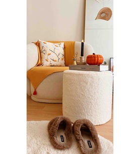 Handmade Kırık Beyaz welsoft Kumaş Silindir Dekoratif Pufidik Puf Bench
