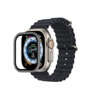 Newface Apple Watch Ultra 49mm Alüminyum Kasa Cam Ekran Koruyucu - Gri