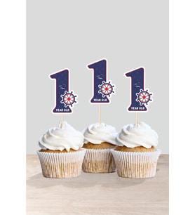 Denizci Temalı * 1 (bir) Yaşında Cupcake Süsü '10lu