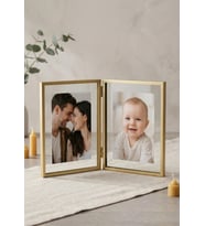 İKİLİ GOLD KENARLI METAL ÇERÇEVE ÖNÜ CAMLI 25*20 CM