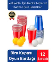 Özel Gün Beer Pong Yetişkin Eğlence Parti Malzemeleri İçki Bira Renkli 12 Toplu Karton Oyun Bardağı
