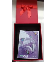 HEDİYE KUTULU STN-28 Bluetooth LED Işıklı Hafıza Kartı Girişli Kulak Üstü Kedi Kulaklık (Mor)