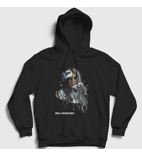 Presmono Unisex Siyah Awake Billie Eilish Kapüşonlu Sweatshirt 153653tt