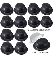 Siyah Renk Simli Melon Yuvarlak Parti Şapkası 12 Adet