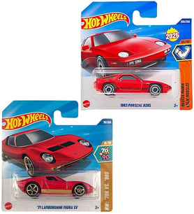 2 Araç Audi Set - Hot Wheels '71 Lamborghini Miura & Hot Wheels 1983 Porsche 928S (1/64) Kırmızı